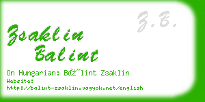 zsaklin balint business card